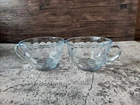 Vintage Anchor Hocking Bubble Tea Cups Set Of Two Glass Sapphire Blue