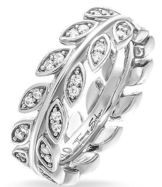 Thomas Sabo Ring Damenring Blatt Silber 925 Er Neu Zirkonia TR2016-051-14 Gr 56-image