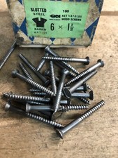 Raised Nettlefolds Wood Screws Pack of 25 x 1 1/2" x 6 Self Colour Steel Slotted