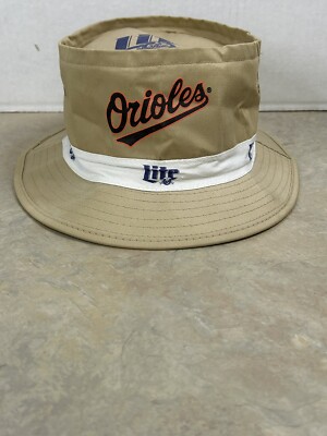 MLB Baltimore Orioles Miller Lite Bucket Hat Beige Size Large