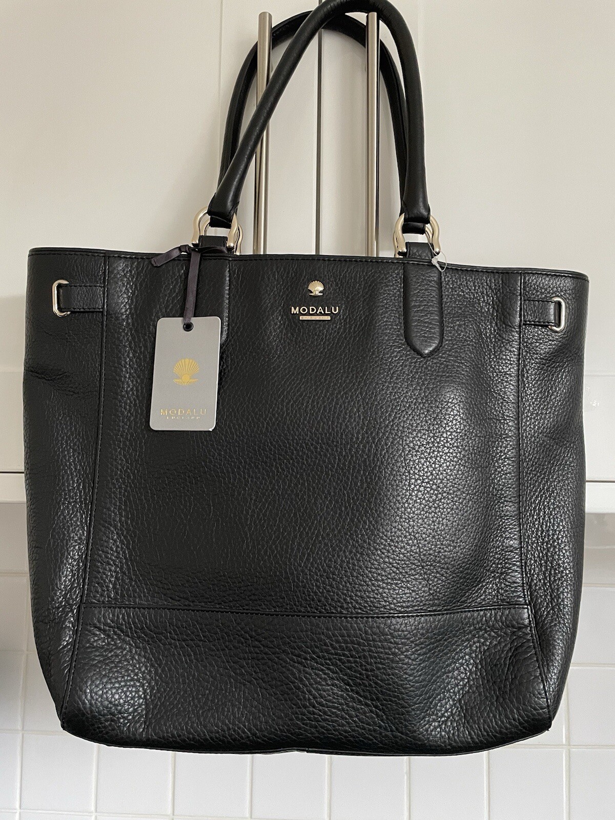 NEW MODALU Large Black Leather Tote BNWT £85 (RRP £295)