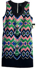 Gabby + Skye Size 8 Sleeveless Geometric Multicolor Shift Dress Hippie Colorful