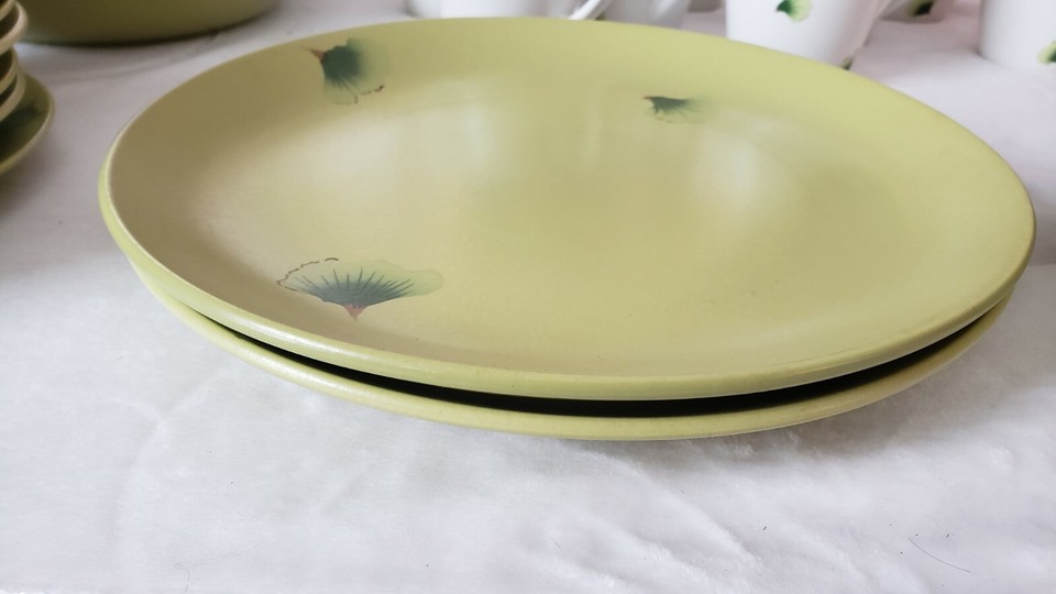 Yedi Houseware Narita China Set Dinnerware 39 Piece Green Ginko Leaves Serving eBay