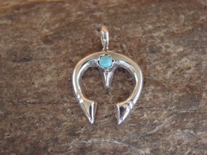 Navajo-Indian-Sterling-Silver-Squash-Blossom-Naja-Turquoise-Pendant