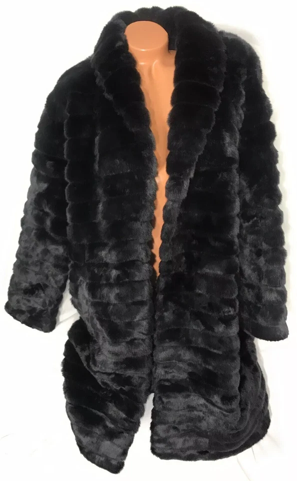 Jaqueta casaco longo Victoria’s Secret Fashion Show esporte pele sintética preta tamanho M - Imagem 4 de 4