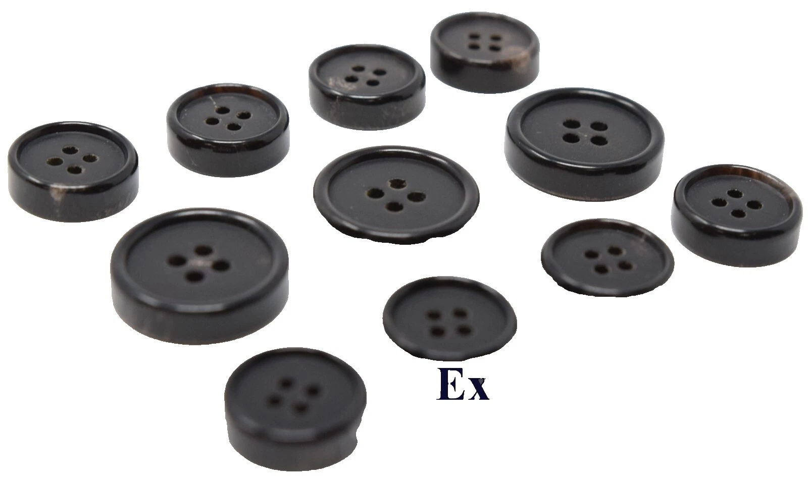 Horn Black 4-Hole Flat Button Sewing Buttons