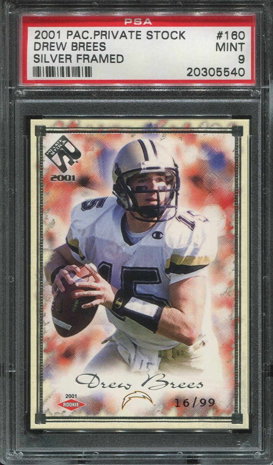Drew Brees Pacific Private Stock #160 Silver Framed