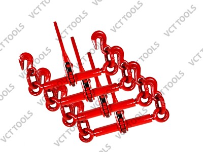 4 x Ratchet Chain Load Binder 1/4'' - 5/16'',Chain Hook Tie Down Rigging Equipment