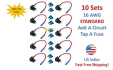 10x STANDARD Add-A-Circuit Fuse Tap Holder 16 AWG Gauge Car Auto Truck +15 Amp