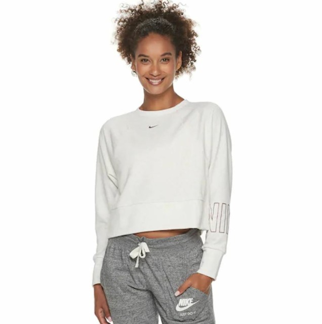 NWT Women's Nike Dry Get Fit Fleece Training Top Sweatshirt White Heather | eBay