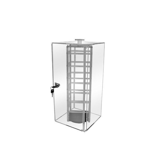 8"L x 8"W x 18-1/2"H Acrylic Revolving Locking Earring Display 2 keys Retail