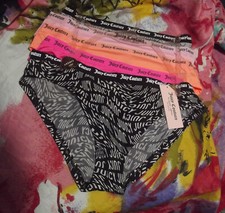 5 NEW JUICY COUTURE JC8562 5PKAQ MF SIGNATURE WAIST CHEEKY BIKINI PANTIES L