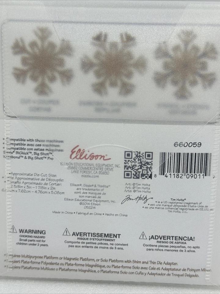 Штампы Sizzix Thinlits БУМАЖНЫЕ СНЕЖИНКИ 660059 Tim Holtz Alterations 5 штампов редкие - Изображение 2 из 4