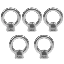 5 Pack 5/16  1/4 Inch UNC Lifting Eye Nut Stainless Steel Threaded Nut Fastener