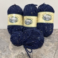 Lion Brand Wool Ease Yarn LOT OF 3 Navy Sprinkles 110 Lot 8352 4-Ply Worsted NEW