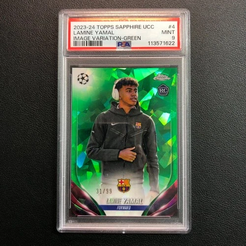 2023-24 Topps Chrome Sapphire SP Image Variations RC Lamine Yamal Green /99 PSA
