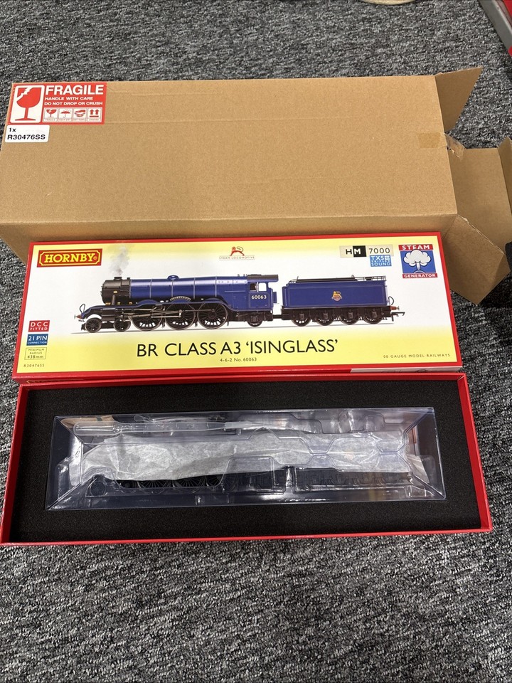 Esinglass Hornby R30476SS BR Late Blue A3 Class 60063 'Isinglass' w/Steam ...