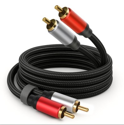 2RCA to 2RCA Audio Cable 100FT Gold-Plated to Stereo Subwoofer Cable, Nylon-B...