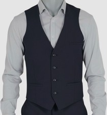  125 Bar III Men's Blue Slim-Fit Solid Wool Stretch Waistcoat Suit Vest Size XL