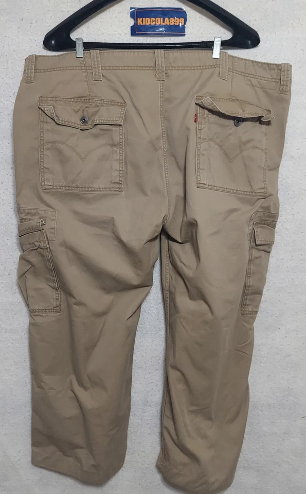 Men’s Vintage Khaki Beige Levis Cargo Utility Big and Tall Pants Jeans 50 x 30 - Image 2 of 4