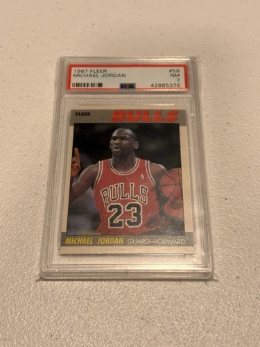 1987 Fleer Basketball #59 Michael Jordan Chicago Bulls HOF PSA 7 NM