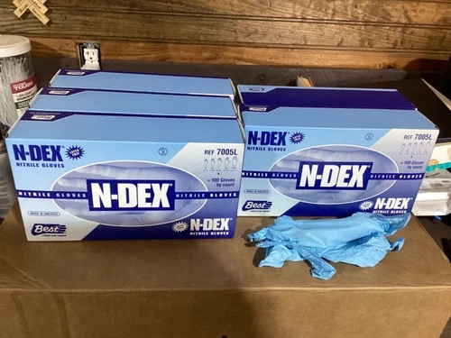 N-Dex Case of 500 Nitrile Gloves Size Large (8-9) 4mil thick