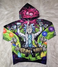 Rick and Morty Hoodie Sweatshirt Pullover Graphic Multicolor Adult M