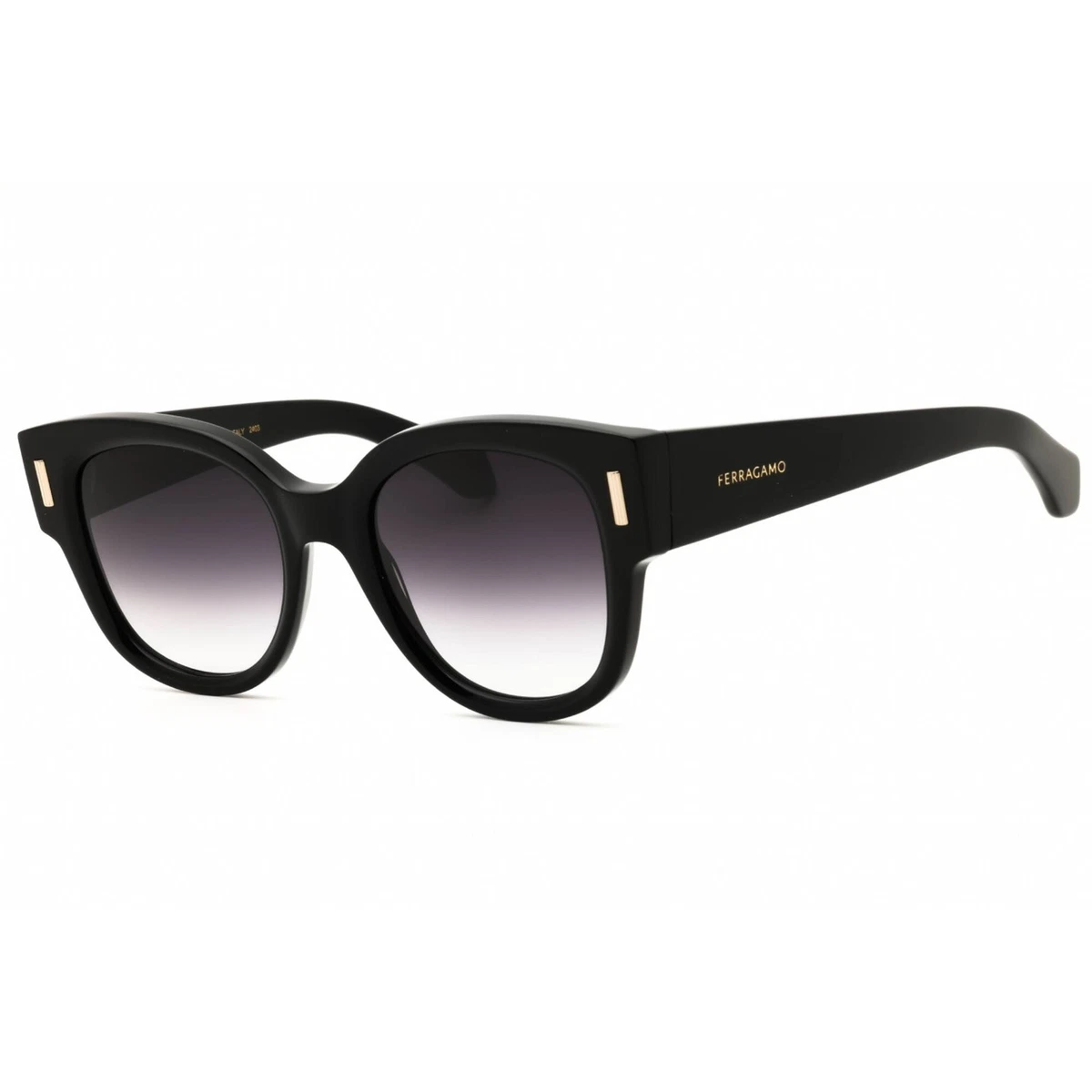 Salvatore Ferragamo Black Frame Round Sunglasses for Women 