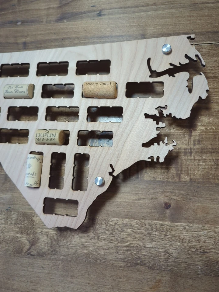 North Carolina Map Wine Cork Display With Wall Mount Brackets. Big 26 X 10.5 " - Image 2 of 4