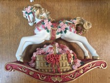 Vintage San Francisco Music Box Co Hearts & Roses Rocking Horse Musical Figurine