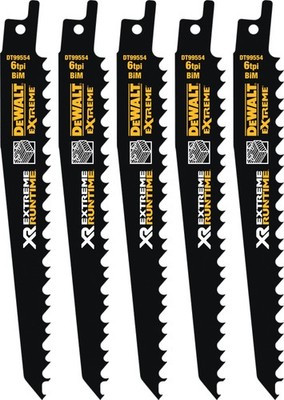 DEWALT Säbelsägeblatt BI-Metall für Holz 152 mm, 6/4,2 TPI - 5 Stück, DT99554-QZ