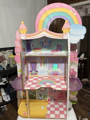 Rainbow Castle Wooden Dollhouse Playset 3-Story Large Doll House 4ft KidKraft