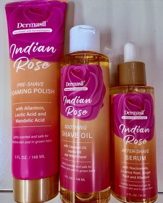  Dermasil Indian Rose: (3pcs) Pre-Shave Polish, Shave Oil & After-Shave Serum