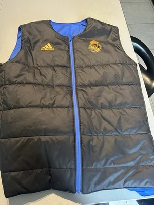 adidas Real Madrid gilet réversible rembourré noir/bleu homme S zip - Photo 1/4