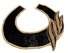 1960s BUGLE BEAD SEED PEARL Appliqu s Collar Vintage Unused