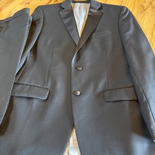Calvin Klein Suit Tux 39R  33x33 Black 2 Button 100 Wool Men Jacket And Pants