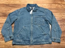 MENS SMALL - NEW Gap Denim Relaxed Chore Jean Zip Jacket Medium Indigo Wash
