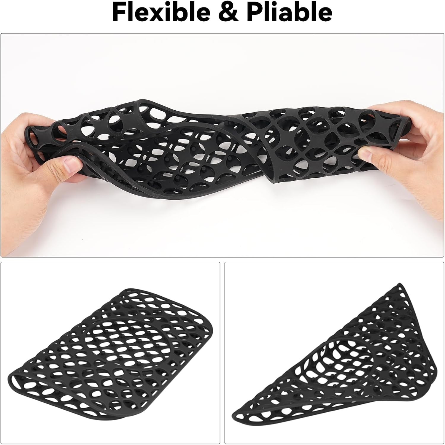 TOOVEM Kitchen Silicone Sink Mat Non-Slip Heat Resistant Drain Side Drain 2PCS