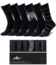 Mens Dress Socks, 6 Pairs Soft Breathable Bamboo Rayon, Classic Mid Calf Sock...