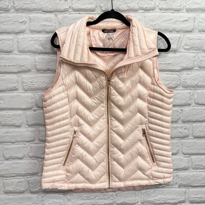 Calvin Klein Premium Down Quilted Puffer Vest Women Large Peach Pink Excellent!