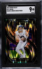 Bo Nix 2024 Panini Select #117 Black & Green Shock Prizm SGC 9