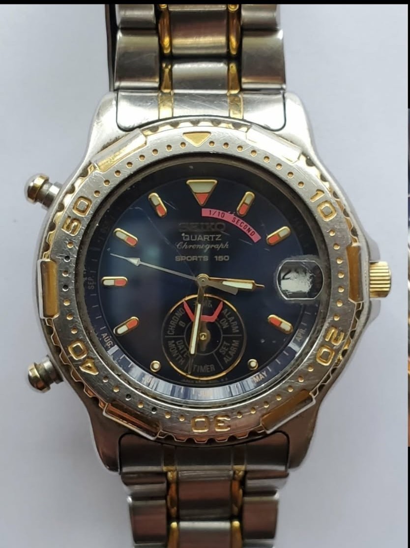Rare SEIKO SPORTS 150 dancing hands 6M25-6039 WR 150 QUARTZ