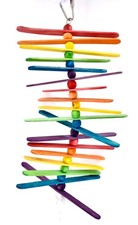 Bird Wood Toy,Colored Wood Slats,Wood Beads,Metal Loop Hanger,10"l x 4"w