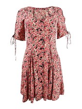 Free People Women's Printed Laced Up Mini Dress (XS, Black Combo) 194374279169