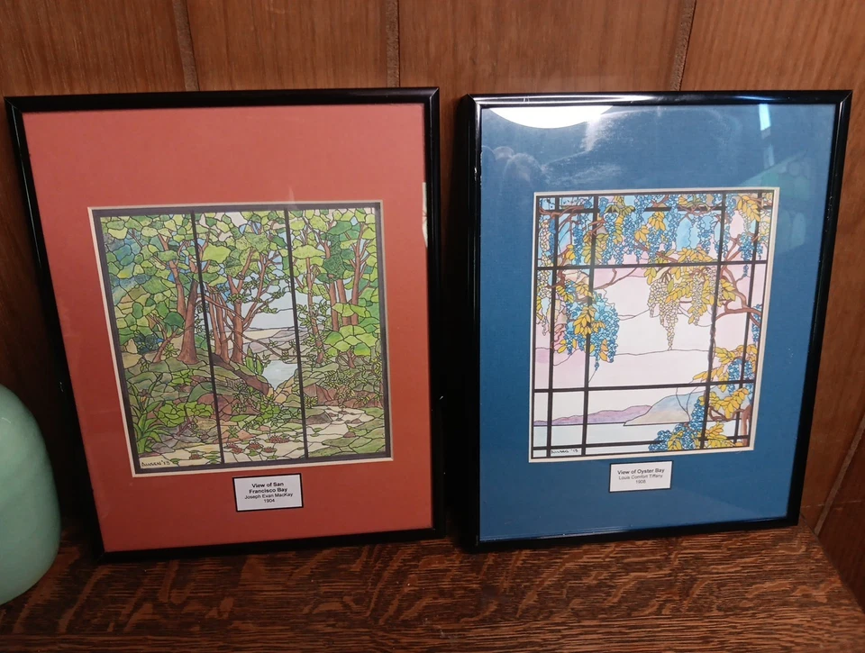 Sketches artist signed stain glass inspired 8×10" professionally framed Ausen 13 - Image 2 of 4