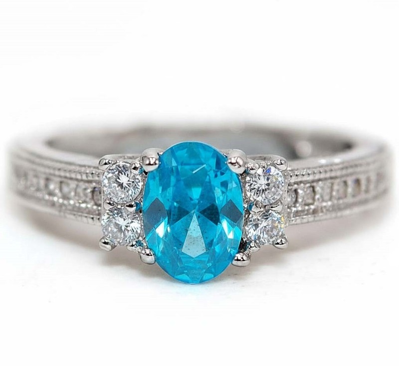 1CT Heat Treated Blue Topaz 925 Sterling Silver Ring Jewelry Sz 7 PC13-6