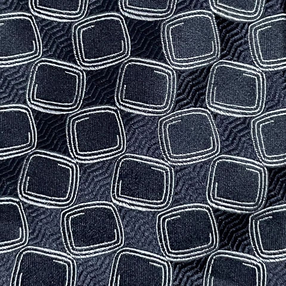 Corbata Giorgio Armani Italia Negra Plata Seda Diseñador Ejecutivo Minimalista Foto 4 de 4