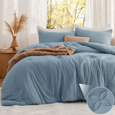 Bedsure Full Size Comforter Set Mineral Blue Soft Prewashed Full Bedding
