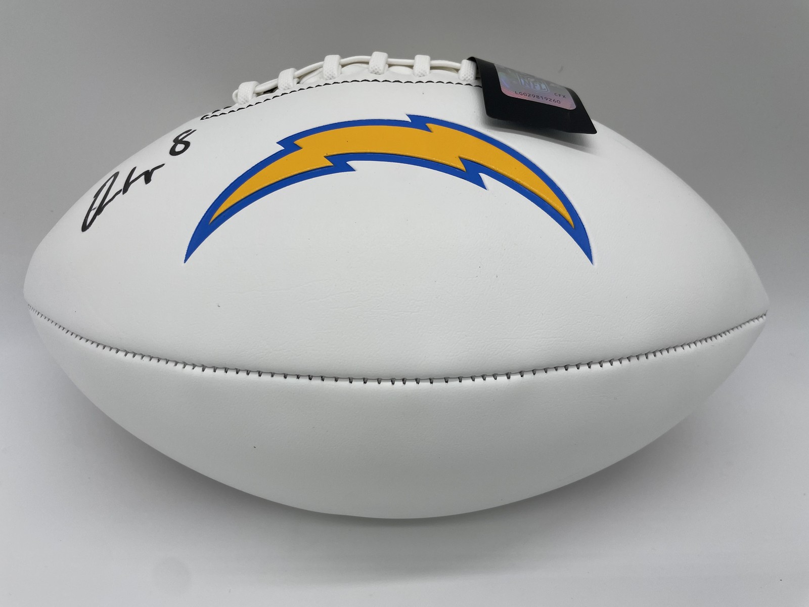Omarion Hampton Autographed Signed Los Angeles Chargers Logo Football - Beckett W Holo 