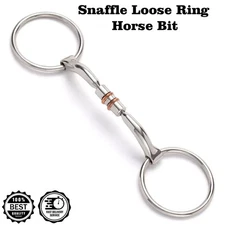 Western Loose Ring Bit Barrel Copper Roller Mouth Snaffle Horse Bit All Sizes